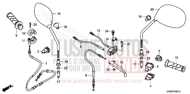 HANDLE LEVER/SWITCH/CABLE (NHX110WHA) for NHX 110 PEARL SILKY WHITE (NHA67) from 2010
